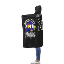Load image into Gallery viewer, Steel City Sting Hooded Blanket Black Flannel Hooded Blanket 56''x80''