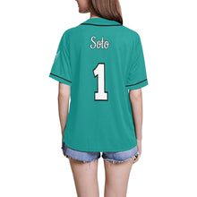 Load image into Gallery viewer, Lady Wolves Turquoise All Over Print Baseball Jersey for Women (Model T50)