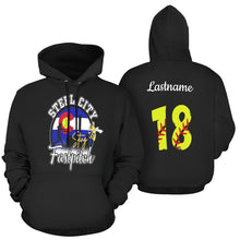 Load image into Gallery viewer, Steel City Sting Name Number Softball numbers All Over Print Hoodie for Women (USA Size) (Model H13)