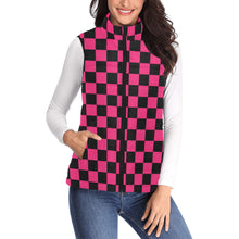 Load image into Gallery viewer, Checker Dark Pink Women's Padded Vest Jacket (Model H44)