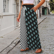 Load image into Gallery viewer, School Spirit Pants Checker Mascot Wolves Elastic Waist Tether Pockets Wide Leg Pants