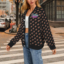 Load image into Gallery viewer, Ribbed Cardigan Leopard NUMBER FOOTBALL Custom Big Back Women's Ribbed Cardigan (Model H73)