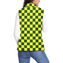 Load image into Gallery viewer, Checker Hunter Green Bight Yellow Women's Padded Vest Jacket (Model H44)