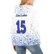 Load image into Gallery viewer, Steel City Name Number blue splatter All Over Print Hoodie for Women (USA Size) (Model H13)