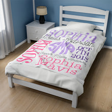 Load image into Gallery viewer, Baby Blanket Personalized Custom Name Date of Birth Velveteen Plush