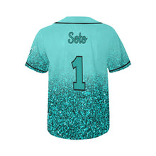 Load image into Gallery viewer, Lady Wolves Turquoise Glitter All Over Print Baseball Jersey for Women (Model T50)