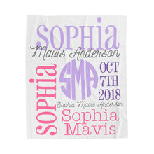 Load image into Gallery viewer, Baby Blanket Personalized Custom Name Date of Birth Velveteen Plush