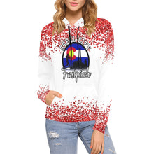 Load image into Gallery viewer, Steel City Name Number Red splatter All Over Print Hoodie for Women (USA Size) (Model H13)