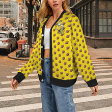 Load image into Gallery viewer, Ribbed Cardigan Leopard NUMBER FOOTBALL EE Big Back Women's Ribbed Cardigan (Model H73)