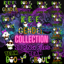 Load image into Gallery viewer, Baby Shower Halloween Boo-y or Ghoul? Gender Reveal Set PNG Digital Downloads