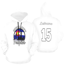 Load image into Gallery viewer, Steel City Name Number White All Over Print Hoodie for Women (USA Size) (Model H13)