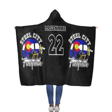 Load image into Gallery viewer, Steel City Sting Hooded Blanket Black Flannel Hooded Blanket 56''x80''