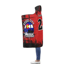 Load image into Gallery viewer, Steel City Hooded Blanket Red Black Flannel Hooded Blanket 56''x80''