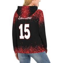 Load image into Gallery viewer, Steel City Name Number Red glitter All Over Print Hoodie for Women (USA Size) (Model H13)