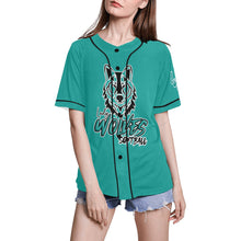 Load image into Gallery viewer, Lady Wolves Turquoise All Over Print Baseball Jersey for Women (Model T50)