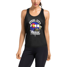 Load image into Gallery viewer, Steel city Sting Racer back with lastname black Women's Racerback Tank Top (Model T60)