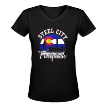 Load image into Gallery viewer, Steel City Red V neck Women's Deep V-neck T-shirt (Model T19)