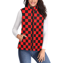 Load image into Gallery viewer, Checker Red Women's Padded Vest Jacket (Model H44)