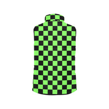 Load image into Gallery viewer, Checker Neon Green Women's Padded Vest Jacket (Model H44)