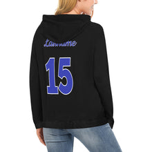 Load image into Gallery viewer, Steel City Name Number Blue All Over Print Hoodie for Women (USA Size) (Model H13)