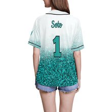 Load image into Gallery viewer, Lady Wolves White Glitter All Over Print Baseball Jersey for Women (Model T50)