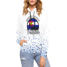 Load image into Gallery viewer, Steel City Name Number blue splatter All Over Print Hoodie for Women (USA Size) (Model H13)
