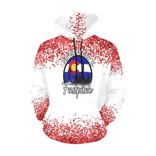 Load image into Gallery viewer, Steel City Name Number Red splatter All Over Print Hoodie for Women (USA Size) (Model H13)