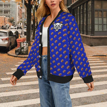 Load image into Gallery viewer, Ribbed Cardigan Leopard NUMBER FOOTBALL Wildcat Big Back Women's Ribbed Cardigan (Model H73)