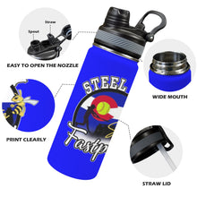 Load image into Gallery viewer, Steel City Sting Name n Numeber Red Waterbottle Duo LidN Insulated Water Bottle with Dual-Use Lid (18oz)