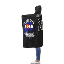 Load image into Gallery viewer, Steel City Hooded Blanket Black Flannel Hooded Blanket 56''x80''