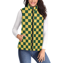 Load image into Gallery viewer, Checker Green and Yellow Women's Padded Vest Jacket (Model H44)