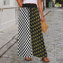 Load image into Gallery viewer, School Spirit Pants Checker Mascot Hornet Elastic Waist Tether Pockets Wide Leg Pants
