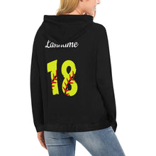 Load image into Gallery viewer, Steel City Name Number Softball numbers All Over Print Hoodie for Women (USA Size) (Model H13)
