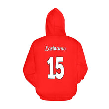 Load image into Gallery viewer, Steel City Name Number Red All Over Print Hoodie for Women (USA Size) (Model H13)