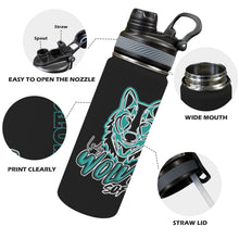 Load image into Gallery viewer, LW Waterbottle Duo Lid Black Insulated Water Bottle with Dual-Use Lid (18oz)