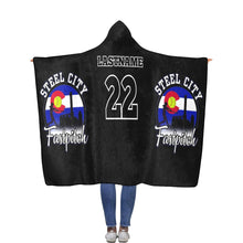 Load image into Gallery viewer, Steel City Hooded Blanket Black Flannel Hooded Blanket 56''x80''