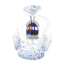 Load image into Gallery viewer, Steel City Name Number blue splatter All Over Print Hoodie for Women (USA Size) (Model H13)