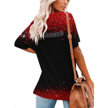 Load image into Gallery viewer, V Neck Short-sleeve Women Shirt Printed Women's Ice Silk V-Neck T-Shirt