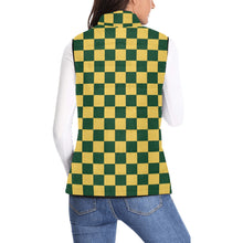 Load image into Gallery viewer, Checker Green and Yellow Women's Padded Vest Jacket (Model H44)
