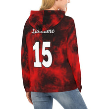 Load image into Gallery viewer, Steel City Name Number Red smoke All Over Print Hoodie for Women (USA Size) (Model H13)