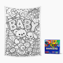 Load image into Gallery viewer, Baby Nursery Coloring Doodle Blanket 100×150cm (24-Color Markers)