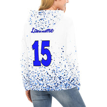 Load image into Gallery viewer, Steel City Sting Name Number blue splatter All Over Print Hoodie for Women (USA Size) (Model H13)