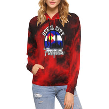 Load image into Gallery viewer, Steel City Name Number Red smoke All Over Print Hoodie for Women (USA Size) (Model H13)