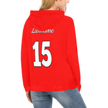 Load image into Gallery viewer, Steel City Name Number Red All Over Print Hoodie for Women (USA Size) (Model H13)