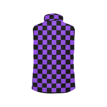 Load image into Gallery viewer, Checker Bright Purple Women's Padded Vest Jacket (Model H44)
