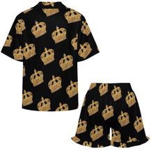 Load image into Gallery viewer, Crown Design Women's Ruffled Short-Sleeve Pajama Set