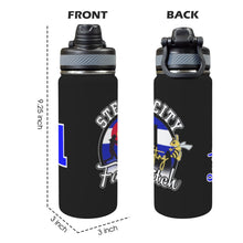 Load image into Gallery viewer, Steel City Sting Name n Number Waterbottle Duo Lid Insulated Water Bottle with Dual-Use Lid (18oz)