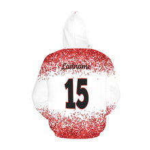 Load image into Gallery viewer, Steel City Name Number Red splatter All Over Print Hoodie for Women (USA Size) (Model H13)