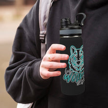 Load image into Gallery viewer, LW Waterbottle Duo Lid Black Insulated Water Bottle with Dual-Use Lid (18oz)