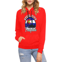 Load image into Gallery viewer, Steel City Name Number Red All Over Print Hoodie for Women (USA Size) (Model H13)